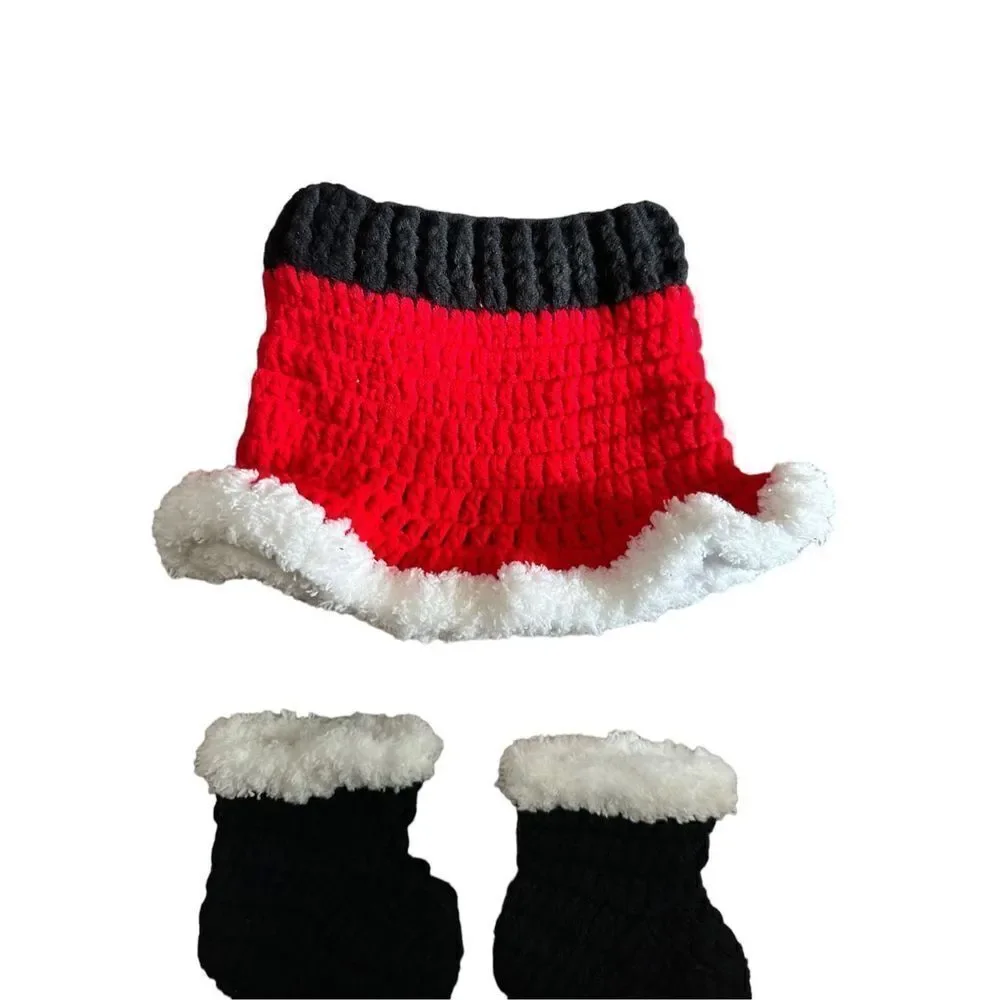 Newborn Crochet Santa Claus Outfits Set Photography Props